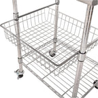 Seville Classics Commercial Work Table Island Utility Cart Prep Station, for Restaurant, Kitchen, Warehouse, Garage, Hotel, Home, Stainless-Steel Top NSF, 24" W x 20" D