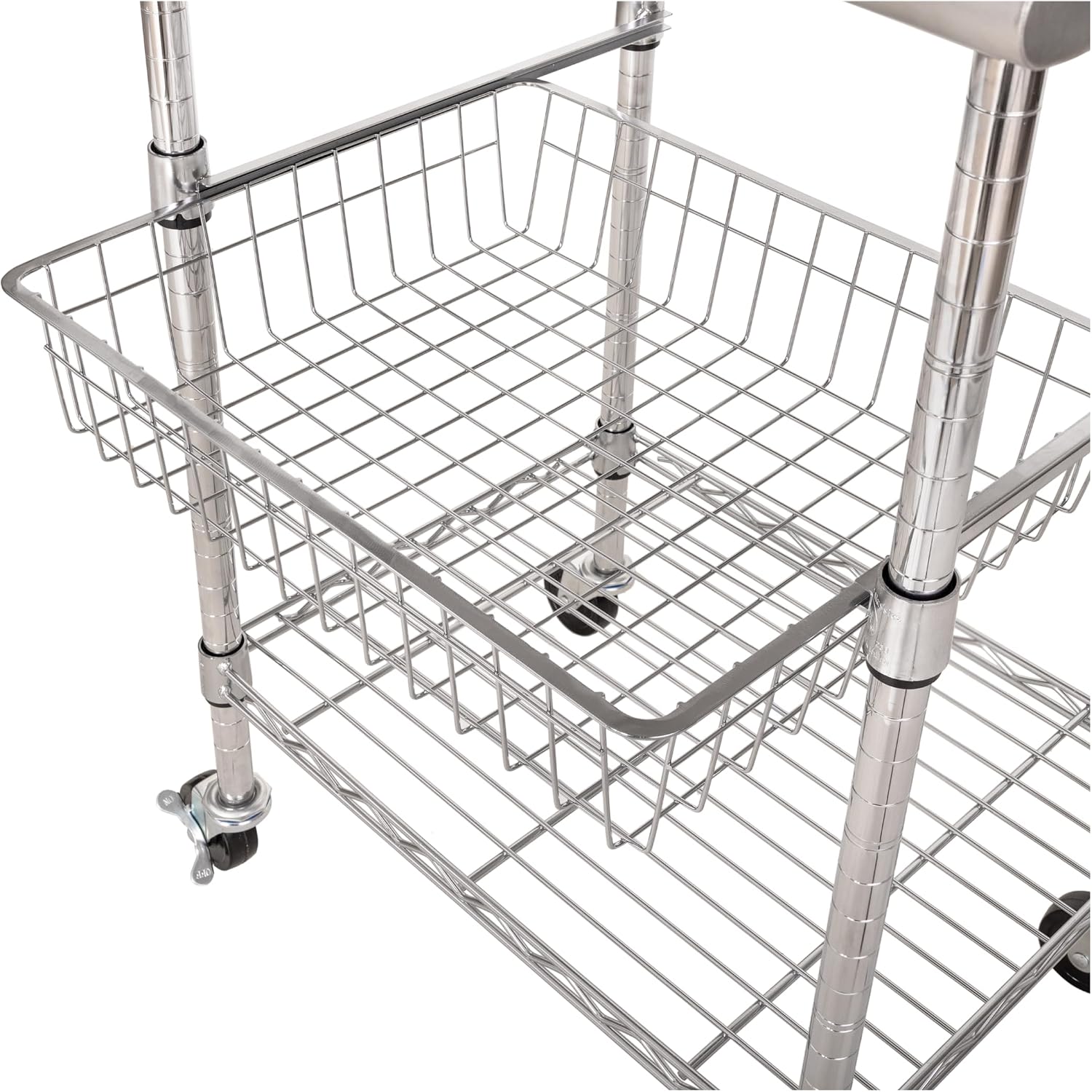 Seville Classics Commercial Work Table Island Utility Cart Prep Station, for Restaurant, Kitchen, Warehouse, Garage, Hotel, Home, Stainless-Steel Top NSF, 24" W x 20" D