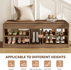 Shoe Storage Bench, 47.2in Entryway Bench with Flip-Open Storage Box, 2 Tier Shoe Rack Organizer with Shelf, Entryway Cabinet for Hallway Living Room Bedroom, Walnut