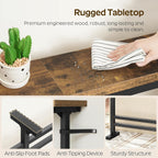 YATINEY 78.7" Console Table with Adjustable Height (27.6"-35.4") and Power Outlet, Skinny Behind Couch Table, Narrow Long Sofa Table for Living Room, Hallway, Entryway, Rustic Brown and Black CT09UBR