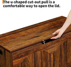 Garvee Storage Bench,39.3” Retro Wooden Storage Chest with U-Shaped Cut-Out Pull, Safety Hinge, Supports 300 lb and Easy Assembly for Toy Box Organizer,Brown