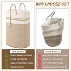 Woven Laundry Basket for Clothes, 80 L Large Rectangle Laundry Hampers with Beads Tassel, Nursery Storage Basket for Toys, Tall Dirty Clothes Hamper for Bedroom Aesthetic, Laundry Room Organization