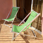 Beach Sling Chair Replacement Canvas, 16x44.5 Inch Folding Lounge Chair Fabric with Pillow for Beach/Sunbathing/Courtyard/Garden [Pinstripe Green, Only Replacement]
