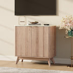 29'' Sideboard Buffet Cabinet with Storage, Fluted Cabinet with Rounded Corners, Modern Buffet Table Accent with 2 Doors for Coffee Bar, Console Table,Oak