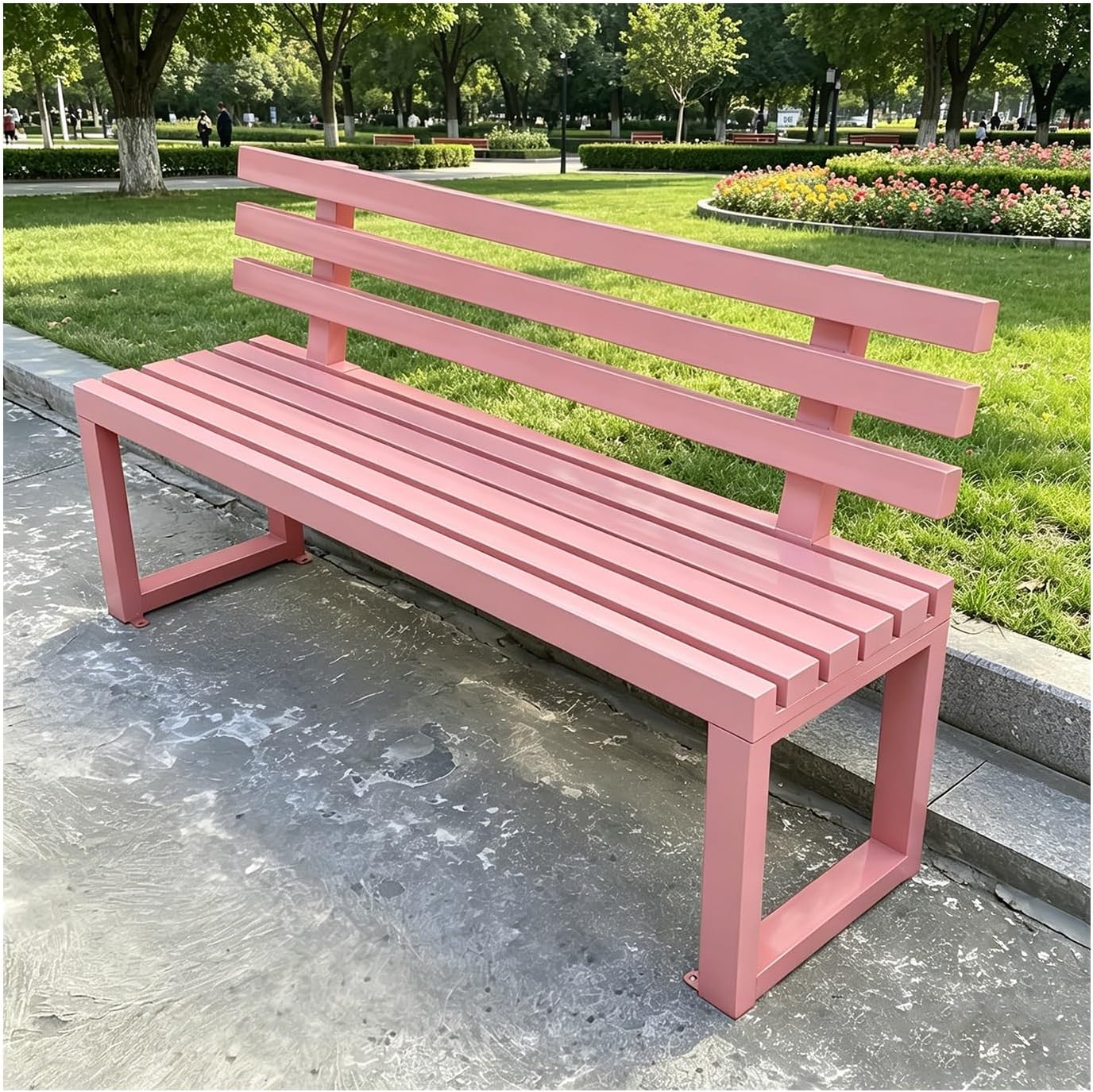 Garden Benches for Outdoors, Patio Benches for Outdoors, Accommodates 2–3 People; Weather-Resistant and Windproof; Suitable for Parks, Courtyards, and Porches.(Pink,100 * 40 * 80CM)