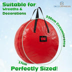 Christmas Ornament Storage Box Christmas Decoration Storage Baubles Box with Dividers Zipped Wreath Bag Decorations Bags (Red Wreath Bag)