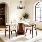 YYQ 45" Round Dining Table Set, Faux Marble Dining Table with 4 Dining Chairs Set, Tempered Glass Tabletop with Antique Brass Metal Base (45" Table with 4 Chairs)