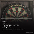 Accudart Armada Bristle Dartboard Cabinet Set – Official 18” Sisal Board, Self‑Healing Fibers, Grey Wood Cabinet, Round Spider Wires, Rotating Number Ring – Includes Steel‑Tip Darts