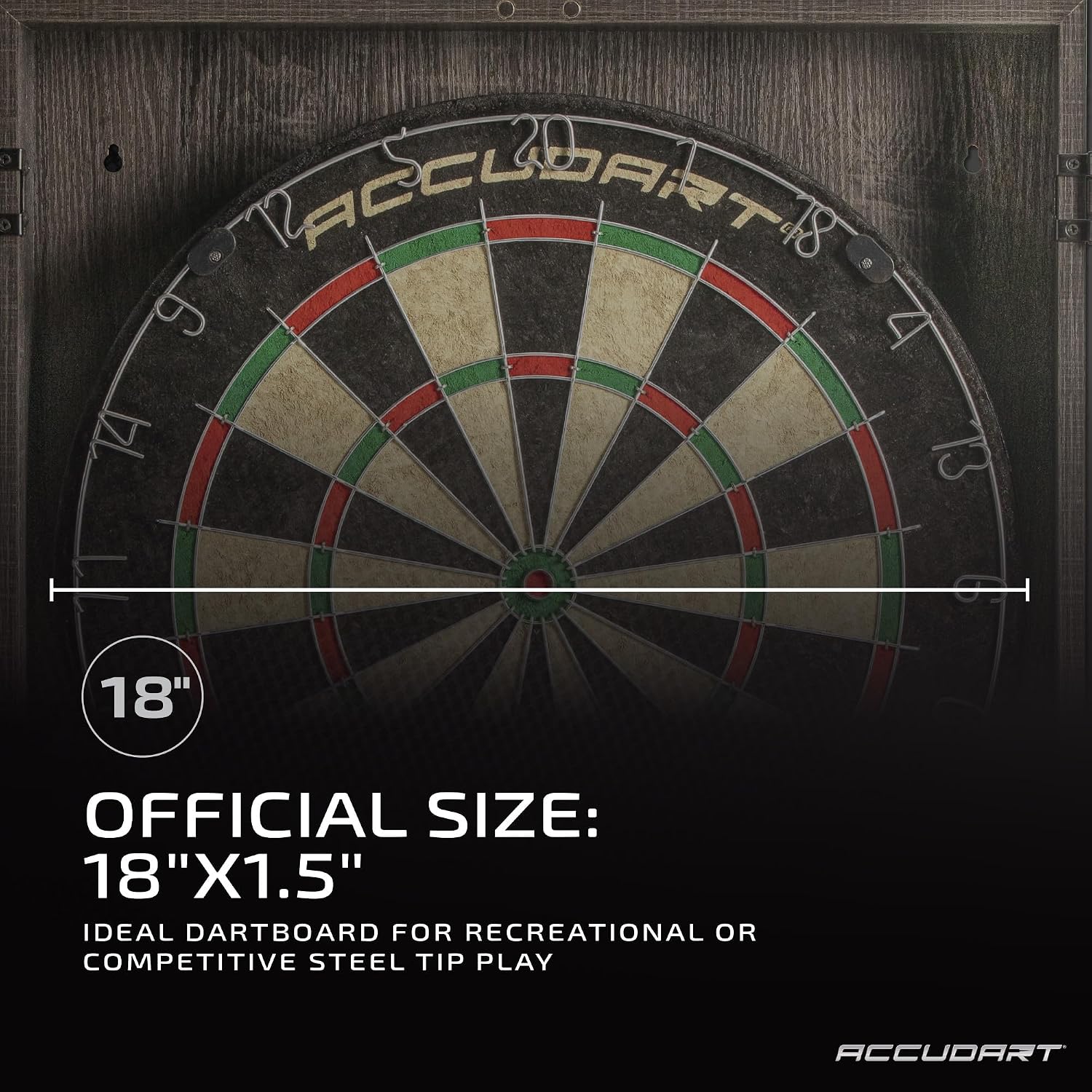 Accudart Armada Bristle Dartboard Cabinet Set – Official 18” Sisal Board, Self‑Healing Fibers, Grey Wood Cabinet, Round Spider Wires, Rotating Number Ring – Includes Steel‑Tip Darts