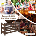 Giantex Bamboo Wine Rack, 3-Tier 18 Bottle Wine Storage Cabinet Shelf, Small Bottle Organizer Freestanding Counter, Countertop Wine Rack for Kitchen, Bar, Pantry & Wine Cellar, Coffee