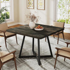 Tribesigns Square Dining Table for 2, 31.5" Industrial Dinner Table with Metal Base, Kitchen Table for Dining Room, Small Space, Apartment, Rustic Brown & Black