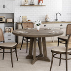 IDEALHOUSE Round Dining Table for 4, 47 Inches Dining Room Table with Wooden Base, Kitchen Table with Circle Tabletop, Dinner Table for Dining Room, Kitchen, Living Room, Grey