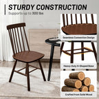 AreShark Brown Dining Chairs Set of 6, Farmhouse Wooden Windsor Dining Room Chairs, Solid Wood Spindle Back Kitchen Chairs