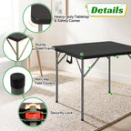 BLKMTY 34" Square Folding Card Table, Portable Picnic Dining Table, White | Fold-In-Half Plastic Tables Desk W/ Carry Handle, Indoor Outdoor Foldable Utility Tables, For BBQ, Camping, Party, Events