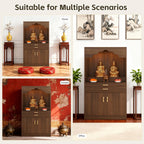 Altar Table, Solid Wood Meditation Prayer Table, Chinese Feng Shui Buddhist Altar Cabinet, Pooja Cabinet for Home or Temple Worship