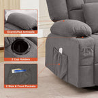 Rocker Recliner Chair with Heating and Kneading Massage for Adults,360°Swivel Rocker Recliner with Cup Holder and USB Charge Port for Living Room,Bedroom, Nursery