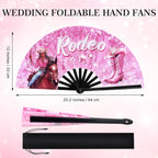 Blulu 13 Inch Line Dance Fan Rodeo Cowgirl Boots Fan Large Pink Glitter Popping Clapping Clacking Fans for Line Dancing Folding Rave Hand Fans for Dance, Party, Sports