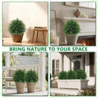 Artificial Cedar Topiary Trees with Ground Spike, 2 Pieces Fake Pine Shrubs Bushes, UV Resistant Faux Evergreen Cypress Tree Plants for Indoor Outdoor Planters Front Porch