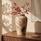 Ceramic Flower Vase, 10.6" Tall Rustic Farmhouse Vase, Decorative Pottery Vase with Glazed Interior for Fresh Flowers, Olive Branches, Mantel, Entryway and Dining Room Decor