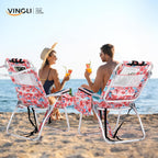 VINGLI Tall Beach Chair 2 Pack Lightweight, Backpack Beach Chair for Adults with 5-Position, Cooler Bag, Cup Holders, Towel Bar, Lightweight Folding Beach Camping Chairs