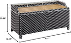 Greemotion Azur Beach Aluminum and All-Weather Wicker 41 in. Wide Storage Bench for Garden, Backyard, Patio, Pool Area, Porch, Black and White
