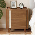 LuxenHome 21.6" Brown Nightstand with 2 Drawers, Mid Century Modern Night Stand for Bedroom, Wooden Bedside Table for Living Room