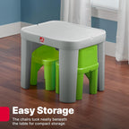Step2 Mighty My Size Kids Table & Chair Set, Playroom Activity Table for Arts & Crafts, Made of Durable Plastic, For Toddlers 2+ Years Old, Gray & Green