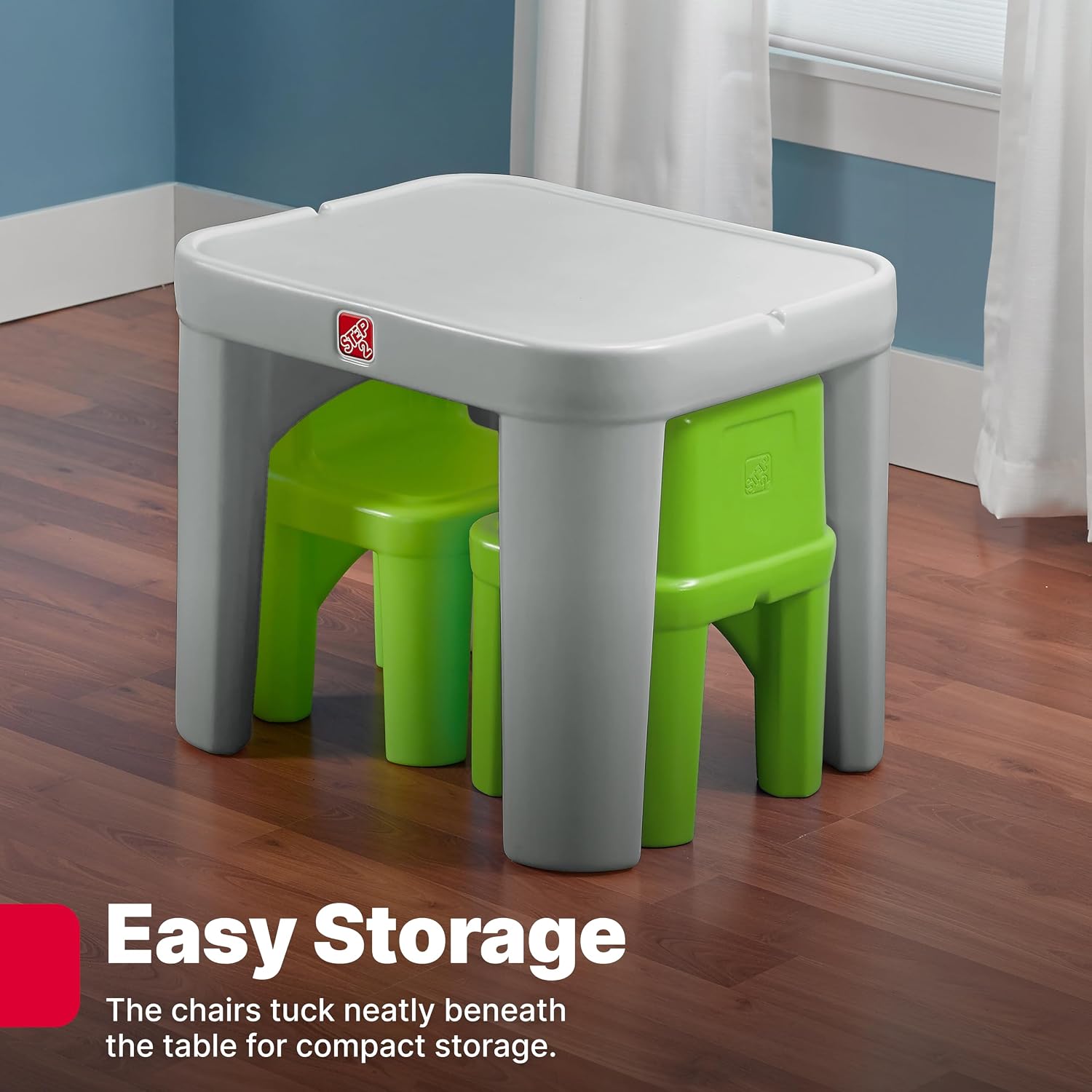 Step2 Mighty My Size Kids Table & Chair Set, Playroom Activity Table for Arts & Crafts, Made of Durable Plastic, For Toddlers 2+ Years Old, Gray & Green