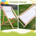Kids Chaise Lounge Chair Outdoor, Toddler Wood Double Pool Lounger Chairs w/Removable Stripped Fabric Cushions, for Lawn, Pool, Garden, and Yard(Black)