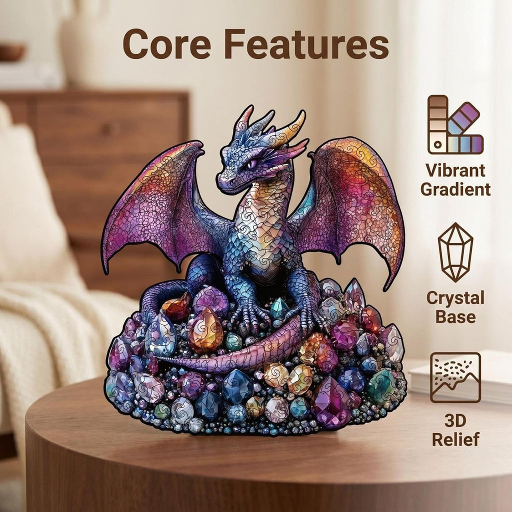 Wooden Puzzle for Adults, Rainbow Dragon Jigsaw Puzzles,Unique Irregular Shaped, Medium Difficulty&Stress Relief Puzzles, Ideal Holiday and Housewarming Gift for Home Deco (L-11 * 11 INCH 250PCS)