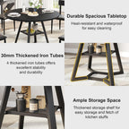 knoworld 43" Round Dining Table for 4, Kitchen Tables Dining Room Circle Dinner Table with Pedestal Metal Frame, Space Saving Wood Industrial Kitchen & Dining Room Tables, Black 43In