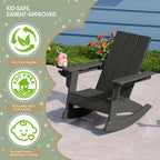 WestinTrends Ashore 3-Piece Kids Modern Rocking Chair with Cup Holder and Square Side Table Set, Gray