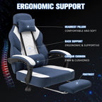 Gaming Chair with Footrest, Gaming Chair for Adults with Massage Lumbar Support, High Back Ergonomic Computer Chair, Breathable Fabric, Pocket Spring Cushion, 150°Reclining & Linkage Armrests, Blue
