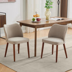 GarveeHome Wooden Dining Chairs Set of 4, Upholstered Mid Century Dining Chairs with Thick Seat Cushion and Curved Back for Dining/Kitchen/Living Room, Camel