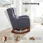 Nursery Rocking Chair,Rocking Chair with Foot Rest,Nursery Rocker Comfy Glider Nursing Chair with Back Pillow for Living Room,Bedroom,Dark Grey