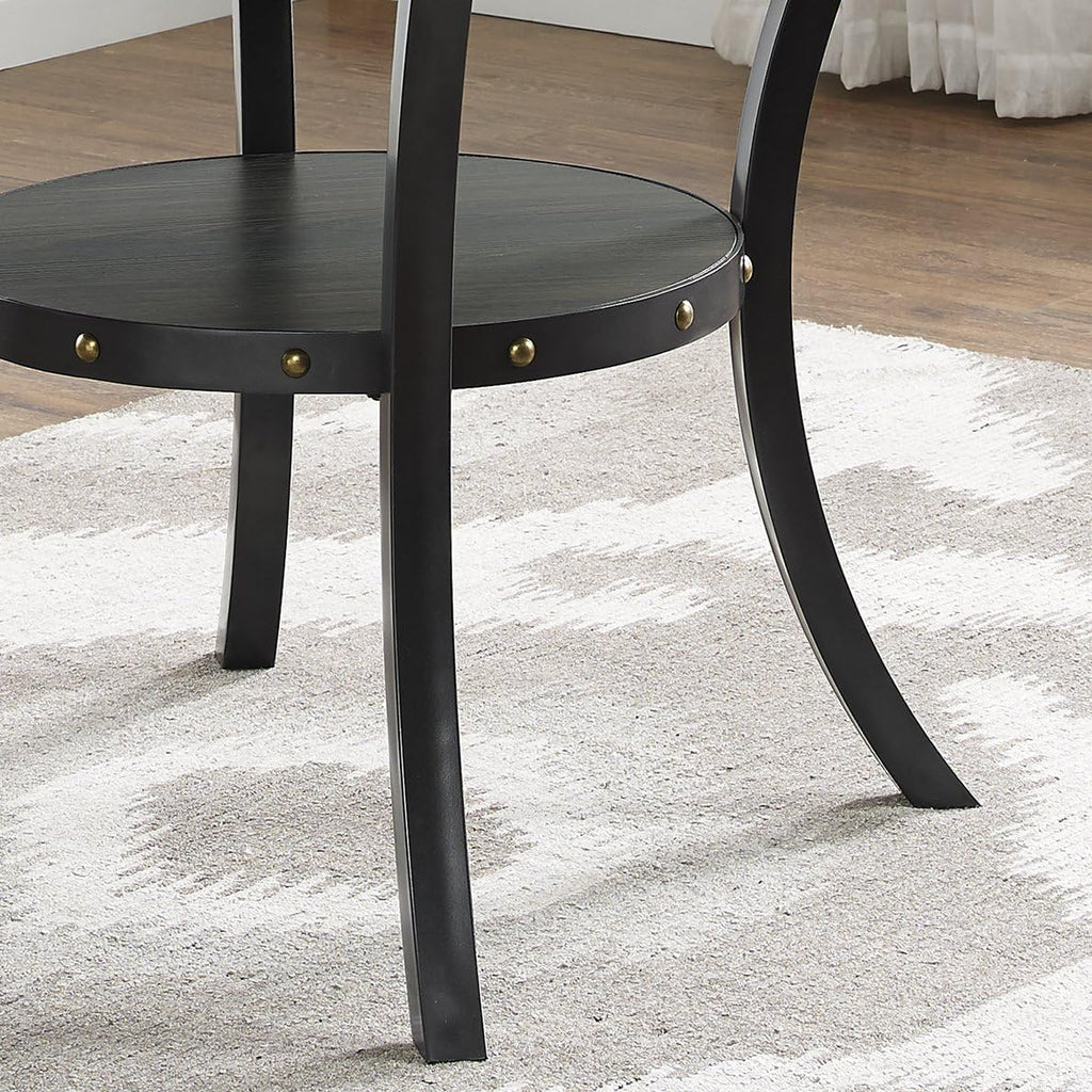Roundhill Furniture Biony Espresso Wood Dining Set with 4 Fabric Nailhead Chairs, Purple