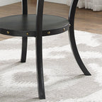 Roundhill Furniture Biony Espresso Wood Dining Set with 4 Fabric Nailhead Chairs, Purple