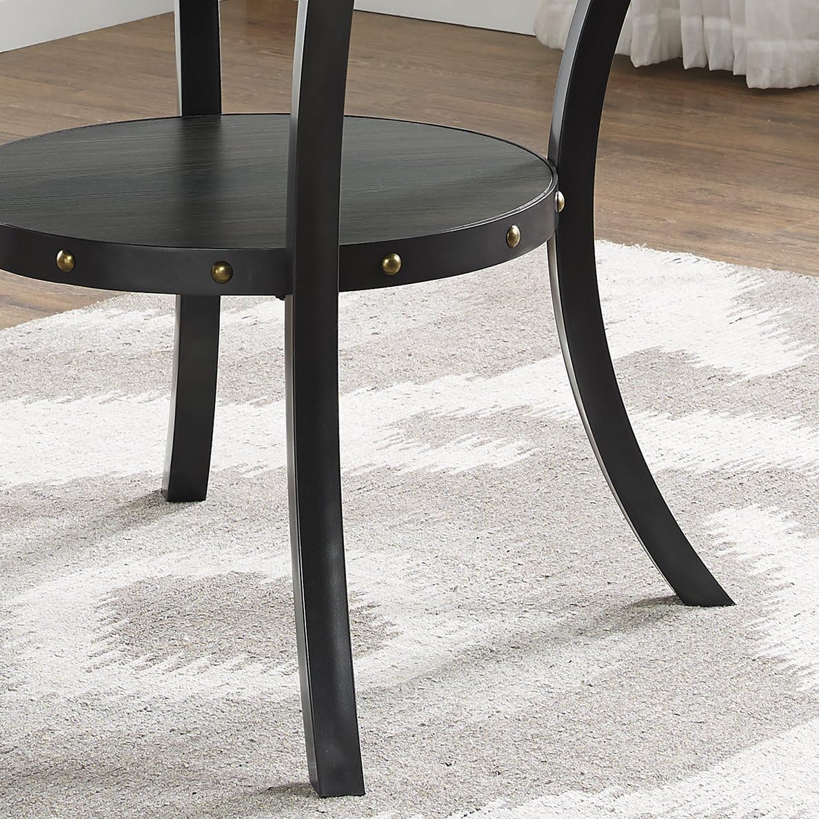 Roundhill Furniture Biony Espresso Wood Dining Set with 4 Fabric Nailhead Chairs, Purple