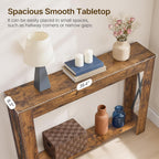 YATINEY Farmhouse Console Table, 39.4'' Small Narrow Entryway Table, Wood Couch Table Behind Sofa with Storage Shelf, Slim Farmhouse Hallway Table for Living Room, Hallway, Foyer, Rustic Brown CT34RR