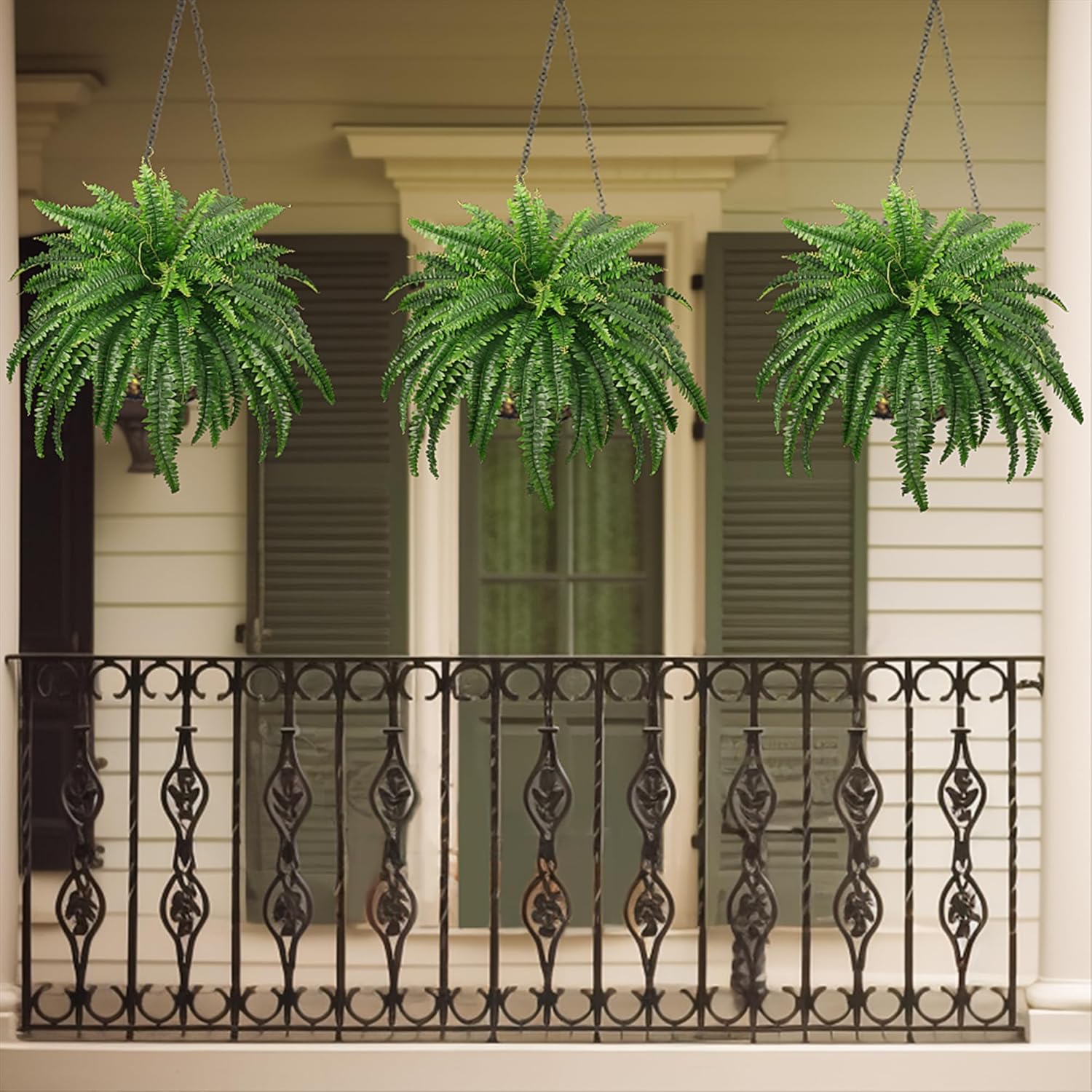 FOREST PRINCE 45" Fake Ferns, Realistic Large Artificial Bush Plants, 2 Artificial Boston Ferns with 59 Fronds for Outdoors Planter Indoor Home Garden Porch Decor