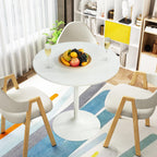31.5 Inch Dining Table Round Bar Table for 2-4 with Enlarged Pedestal Base, Modern Mid Century Round Top Kitchen Table for Kitchen Living Room Cafe Small Spaces, White
