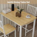 3-Piece Dining Table Set for 2, Space-Saving Kitchen Table Set for Small Spaces, Industrial Breakfast Table for Apartment, Studio & Nook, Natural Wood & Metal,Natural