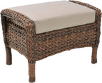 Modern Concept Faux Sea Grass Resin Rattan Ottoman, Dark Brown