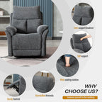 ANJ Swivel Rocker Recliner Chair Nursery Manual Glider Rocking Recliner Chairs for Adults, Fabric Rocking Chair Nursery, 360° Swivel Lazy Boy Recliner Chairs for Living Room, rv, Smoky Grey