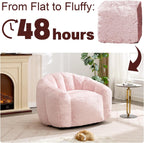 Giant 4ft Bean Bag Chair for Adults, Big Beanbag Chairs with Filler Included, Large Comfy Faux Fur Oversized Adult Bean Bags, Huge Floor Sofa for Bedroom, Living Room, Pink