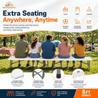 Plastic Folding Bench - Portable Bench Used for Indoor, Outdoor, Picnic, Party, Camping, Dining Seat, Garden Soccer Multipurpose Entertaining Activities, White (2, White, 8 Feet)