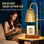 Candle Warmer Lamp with Timer, 4-Levels Dimmable Electric Wax Melter, Adj.Height for Jar Candles, Mother's& Father's&Christmas Day&Birthday Gift Ideas for Women/Friends/Wife (Western Golden)