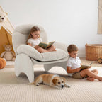 Funny Crab Design Novelty Accent Chair for Adults Teens, Soft Chenille Fabric Unique Animal Themed Kids Sofa, Cute Lounger for Bedroom, Living Room, Dorm, Apartment (Beige)