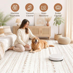 Nakagishi Area Rug Living Room Rugs: 5x7 Large Soft Machine Washable Boho Moroccan FarmNeutral Stain Resistant Indoor Floor Carpet for Bedroom Under Dining Table Home Office Decor-Cream Brown