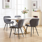 Dining Chairs Set of 4, Comfy Modern Dining Chairs with Thick Cushions, Upholstered Fabric Kitchen Side Chairs with Adjustable Metal Legs for Dining Room (Dark Grey)